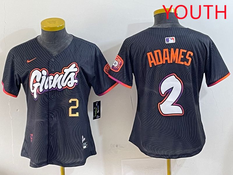 Youth San Francisco Giants #2 Adames Black Joint Name Nike 2025 MLB Jersey style 2